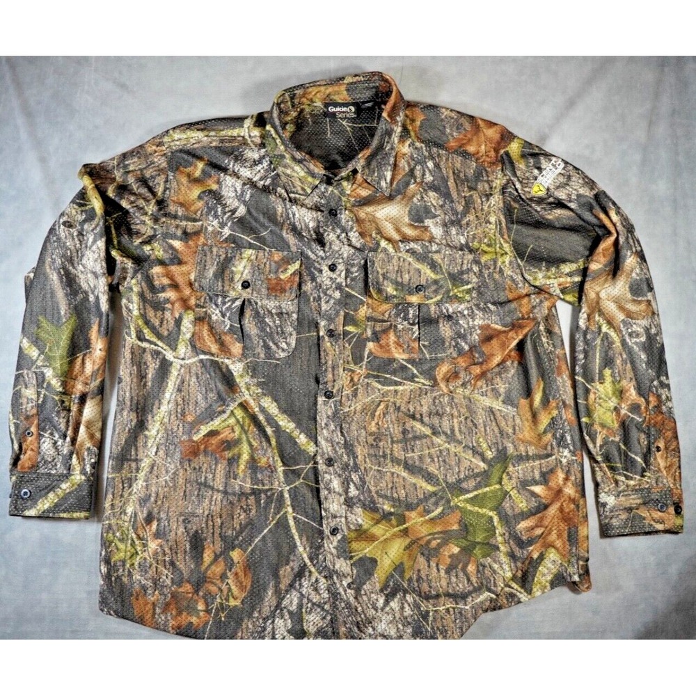 Gander Mountain Guide Series Shirt Men's XXL Mossy Oak Camo Scent Shield Mesh